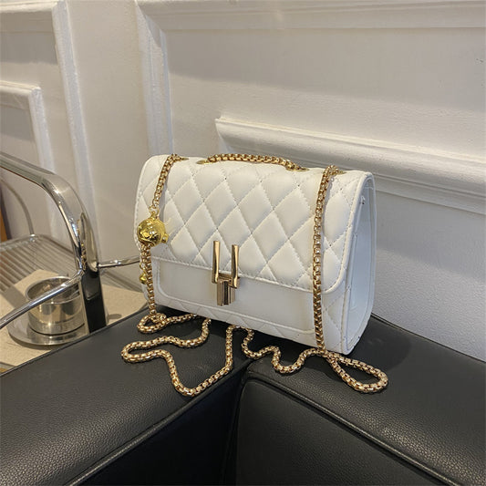 Crossbody Western New style Rhombic Embroidery Chain Women's Bag Single Shoulder Female Student Solid Color Small Square Bag