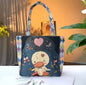 Lingge Canvas Bag Double-sided Gold Jacquard Embroidered Handbag Casual All-match Portable Commuter Mummy Bag Cosmetic Bag